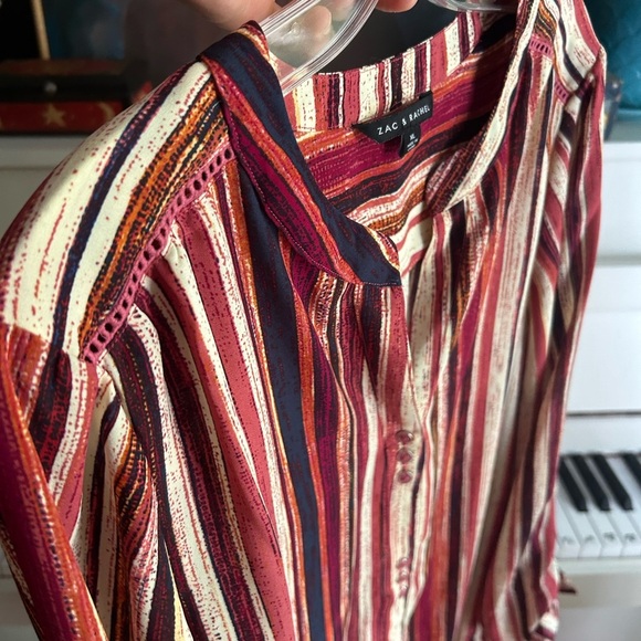Zac & Rachel Red and Cream Striped Blouse - Picture 8 of 15